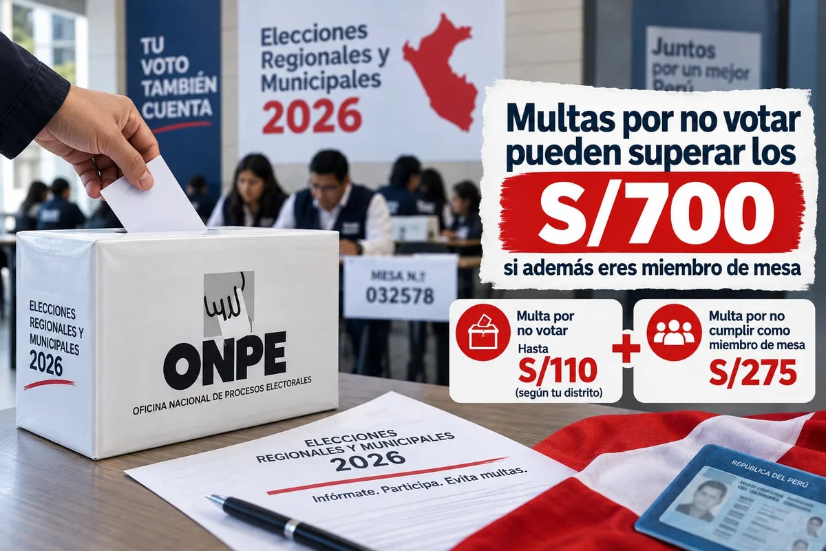Elecciones 2026: multa por no votar puede superar los S/700 si además eres miembro de mesa