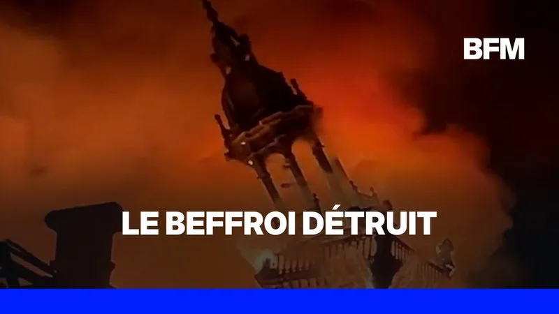 Le beffroi de la mairie de Limoges, en flammes, s'est effondré