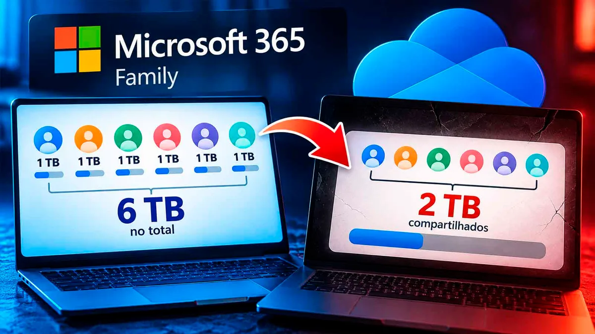 Microsoft reduz de até 6 TB para apenas 2 TB o armazenamento do Microsoft 365 Family