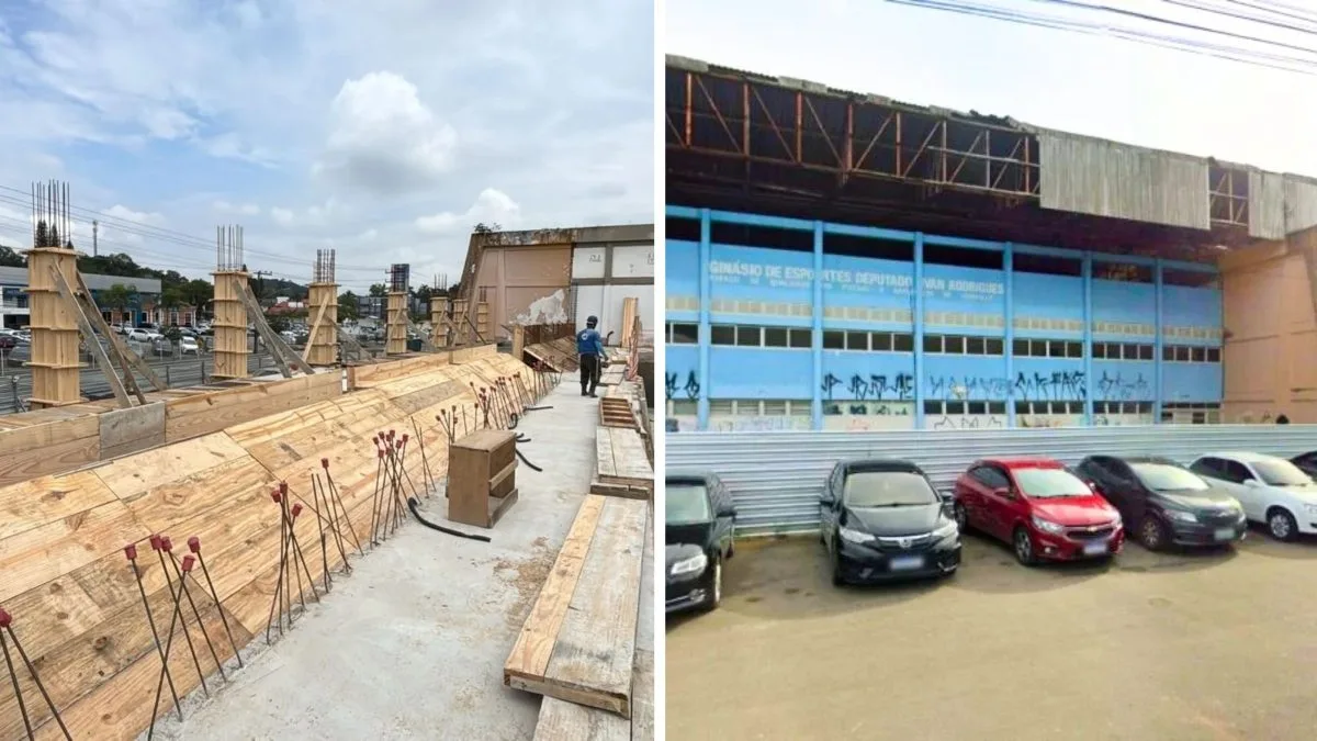 Após 14 anos fechado, ginásio histórico e símbolo do esporte em Joinville avança na reforma; veja como está a obra