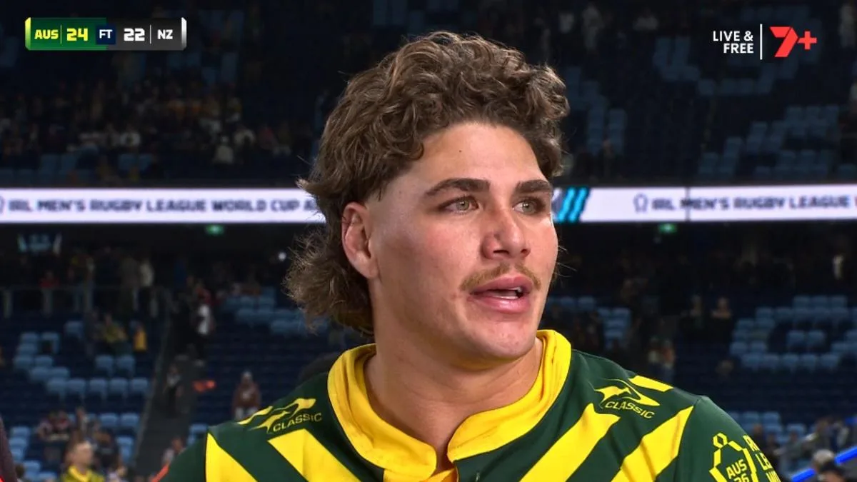 Emotional Reece Walsh pours heart out after Kangaroos stunning World Cup opener with New Zealand
