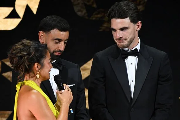 Declan Rice's telling reaction to Bruno Fernandes beating him to PFA award spotted by fans