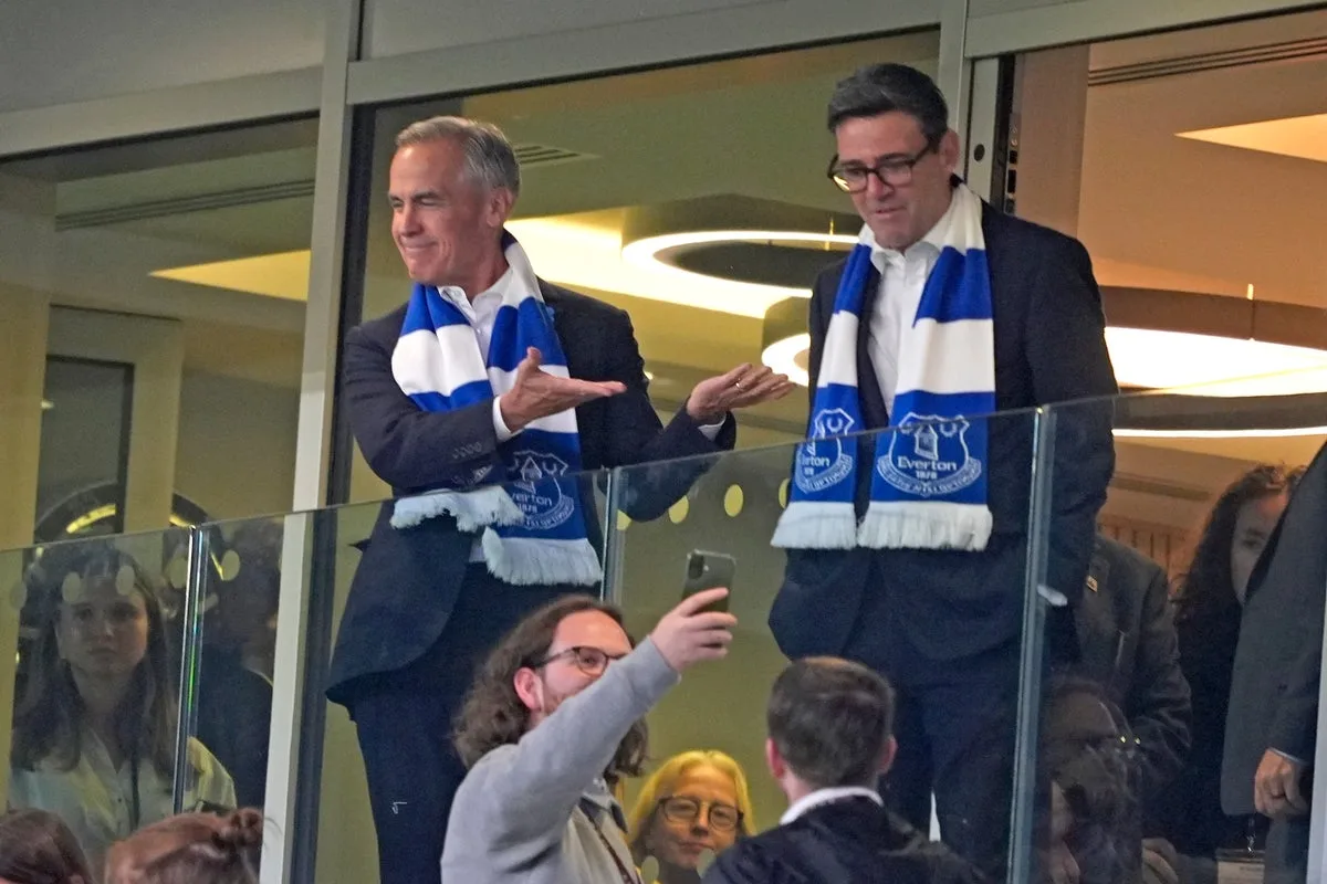 Burnham and Canada PM Carney bond over love for Everton as pair watch Carabao Cup clash together