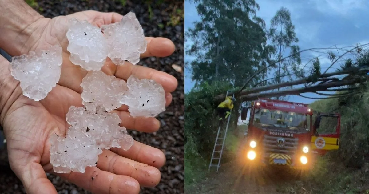Sob atuação de ciclone extratopical, tempestades com granizo deixam rastro de destruição em municípios de SC
