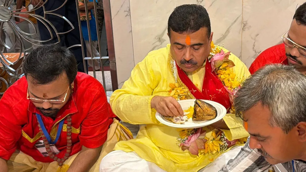 Suvendu Adhikari eats fish bhog at Kalighat amid Bageshwar Baba row: What sparked the controversy