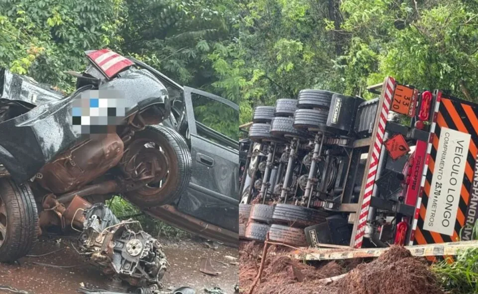 Motorista morre após carro bater de frente contra bitrem na BR-369; veículo teria invadido contramão