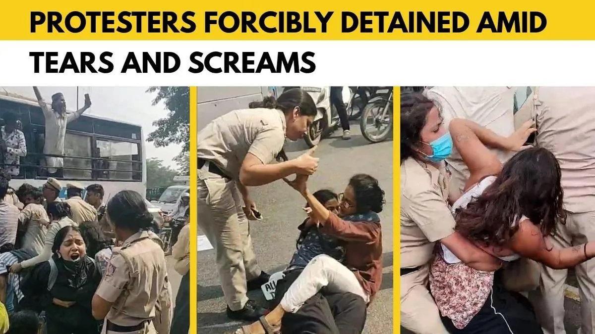 Watch: Delhi police detains screaming student, demanding the resignation of Chief Election Commissioner