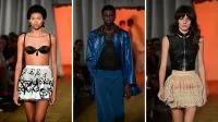 Alice Carvalho desfila pela 1ª vez no SPFW com look de couro ousado