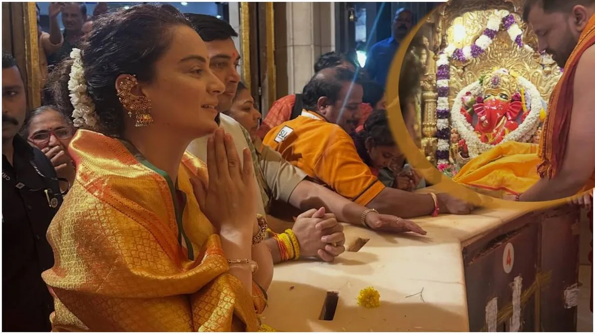 Kangana Ranaut visits Shree Siddhivinayak, Mumba Devi temples; fans praise simple saree style