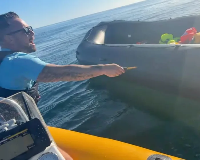 Far-right activist Daniel Thomas slashes dinghy with blade while rescue worker onboard