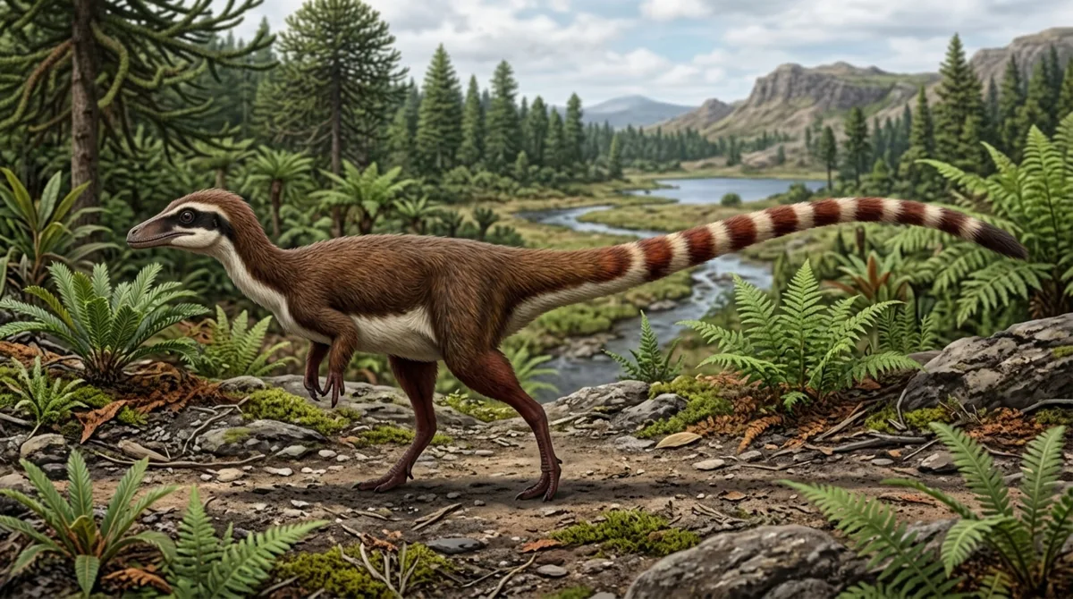 Um pequeno dinossauro de cerca de 125 milhões de anos preservou algo que quase nunca chega até nós, e hoje sabemos até que sua longa cauda tinha faixas claras e escuras