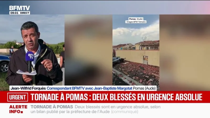 Deux blessés sont en urgence absolue après le passage d'une tornade à Pomas dans l'Aude