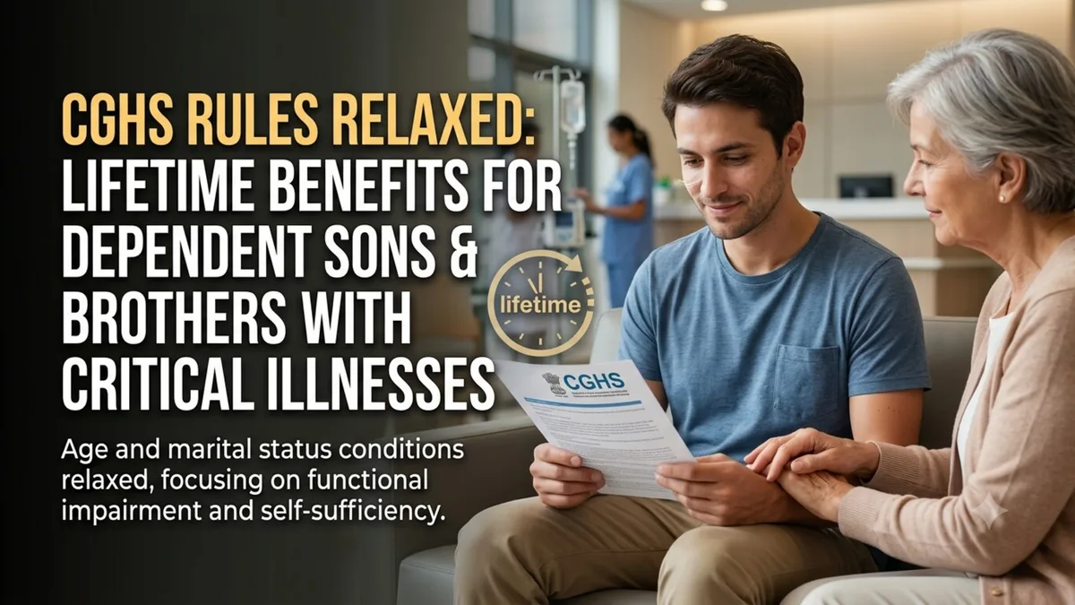 CGHS rules changed: Critical illness can now mean lifetime benefits for dependent sons, brothers