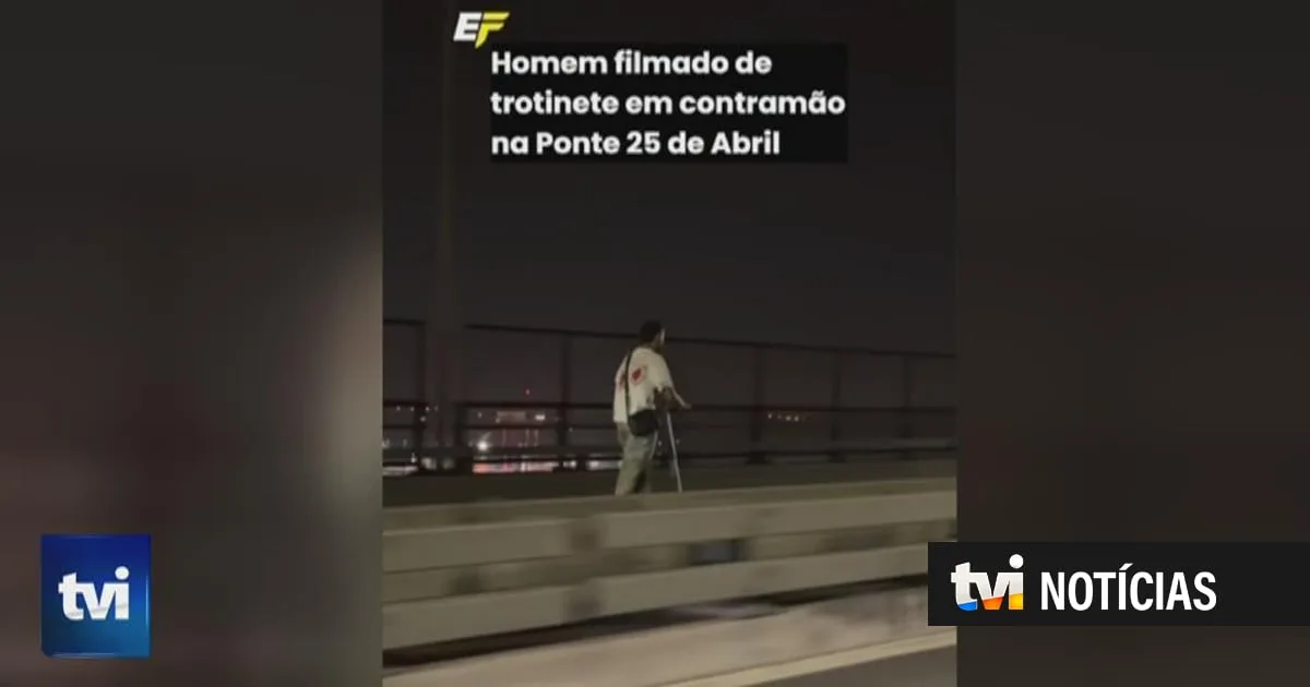 Em contramão e com 2,25 gramas de álcool: as imagens da trotinete em plena Ponte 25 de Abril