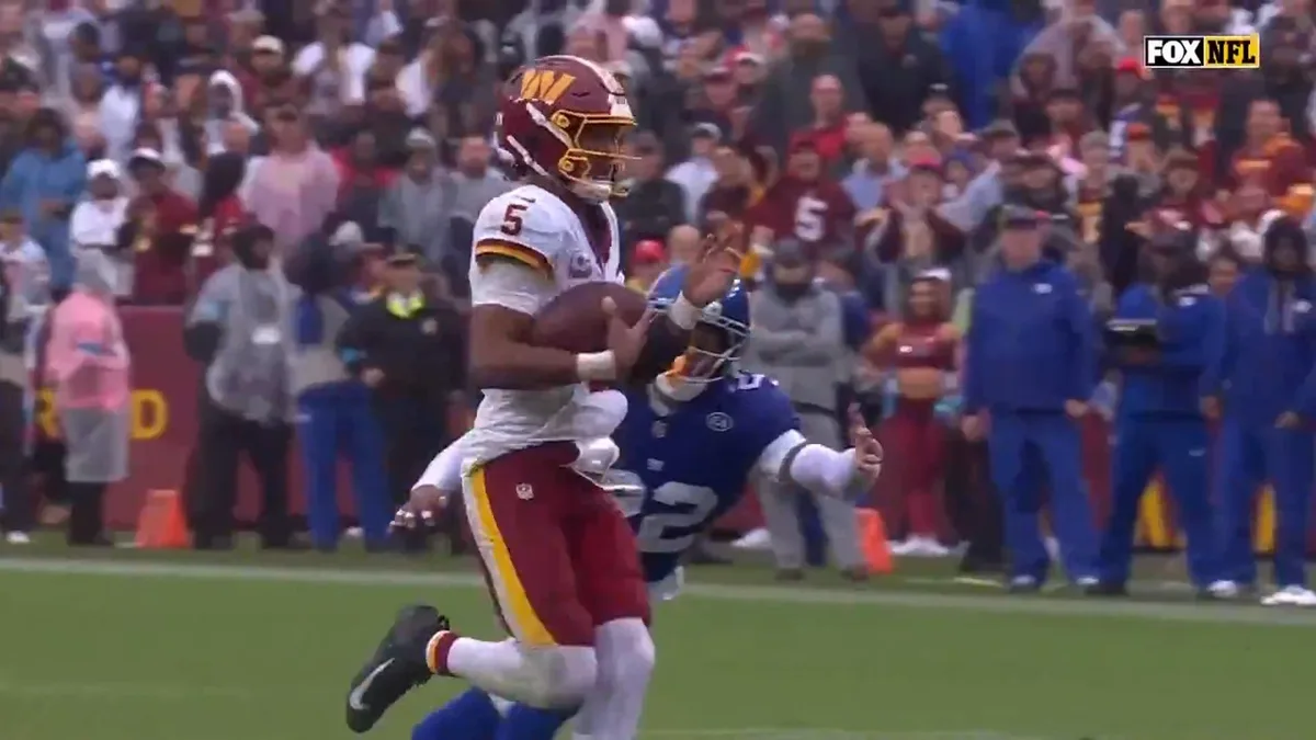 Commanders’ Jayden Daniels breaks loose for 38-yard rushing touchdown