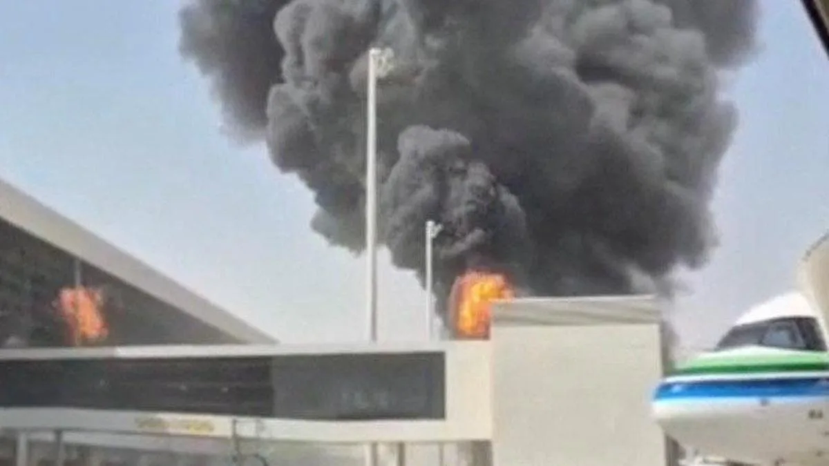 Smoke rises from Riyadh’s King Khalid Airport as Houthis claim attack