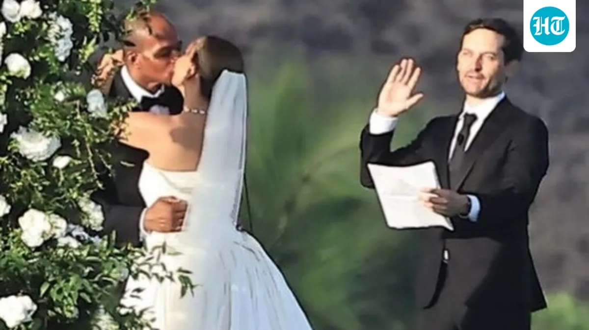 Tobey Maguire officiates ex-wife Jennifer Meyer’s wedding to billionaire heir days after divorce; Leonardo DiCaprio, Jeff Bezos attend
