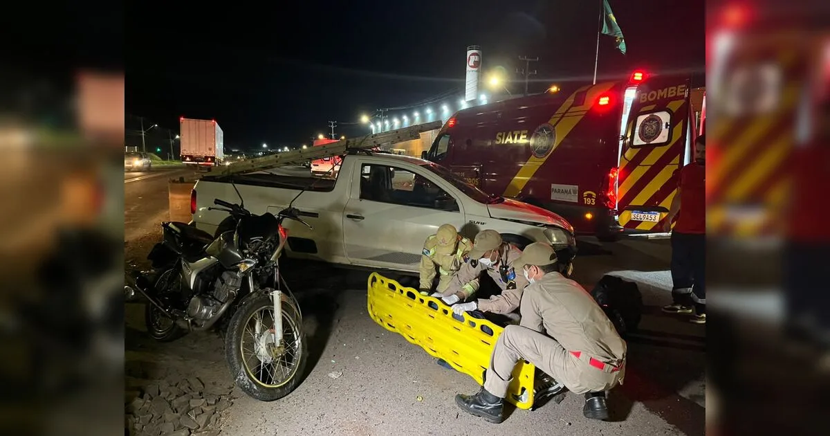 Homem fica ferido após colisão entre moto e Saveiro na Minas Gerais em Apucarana