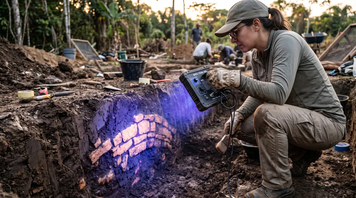 Uma escavação ganhou novas cores quando os LEDs acenderam: luz multiespectral revela detalhes que o olho não separa no solo