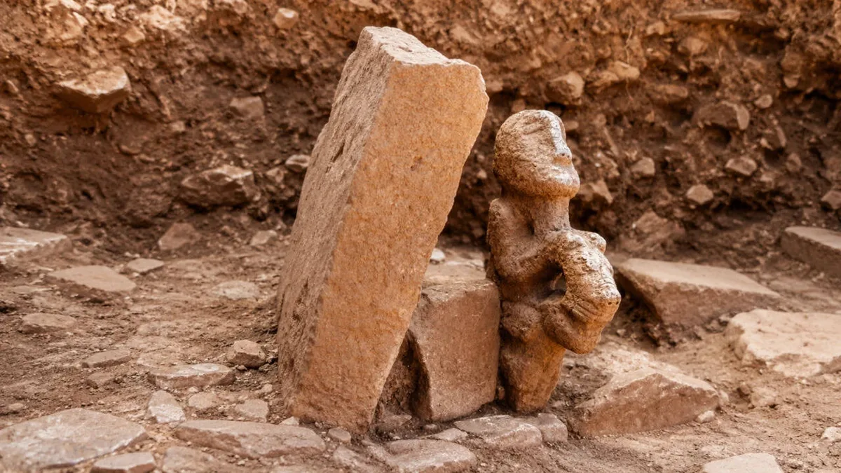 An 11,000-year-old statue of a human riding a leopard was found at Karahantepe
