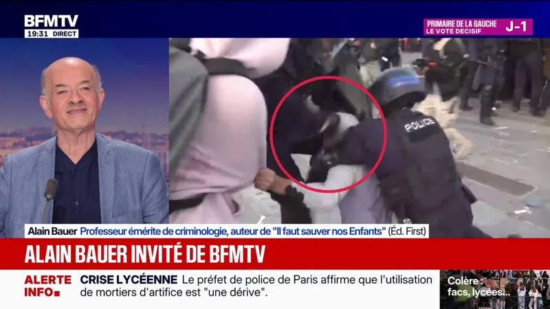 Coup de genou d'un policier sur le visage d'un jeune manifestant: "Ça ressemble à un geste inadéquat", analyse Alain Bauer, professeur émérite de criminologie