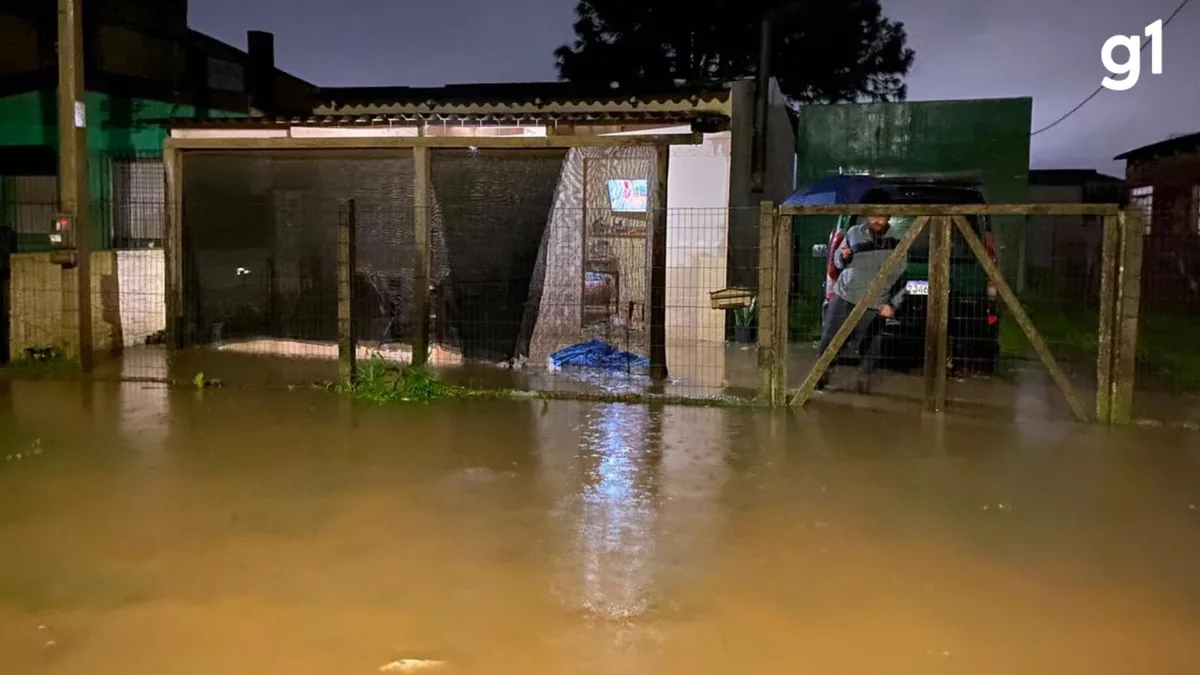 Chuva supera volume médio do mês inteiro em 24h, derruba postes e bloqueia estradas em Santa Vitória do Palmar