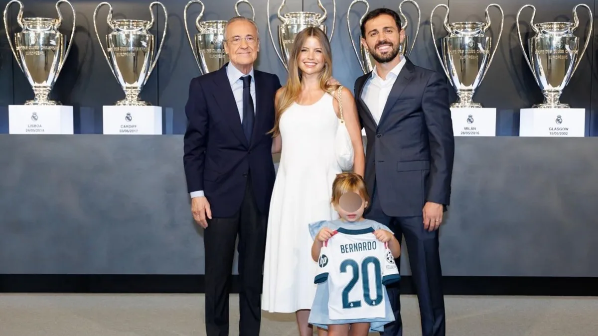 La hija de Bernardo Silva, de 3 años, se convierte en la gran protagonista de su presentación como nuevo jugador del Real Madrid
