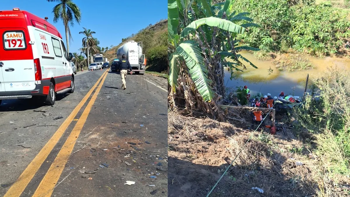 Caminhonete e carreta batem, veículo cai em lago e uma pessoa morre após ser ejetada na BR-101 no ES
