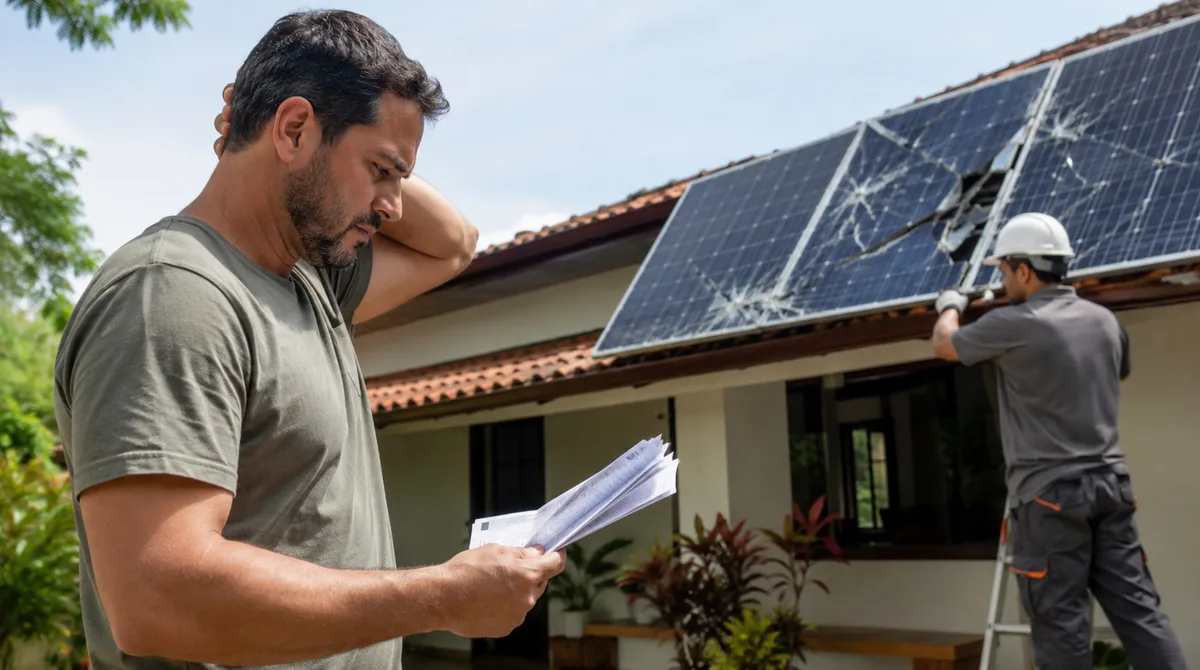 Casal financia painel solar de R$ 22 mil para zerar a conta de luz e, 5 anos depois, vê a placa quebrar fora da garantia enquanto ainda faltam 3 anos de parcelas