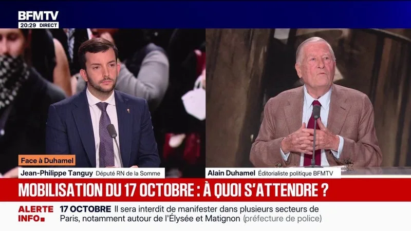 Mobilisation du 17 octobre: "J'espère que les éléments perturbateurs seront écartés très rapidement", affirme Jean-Philippe Tanguy, député du Rassemblement national
