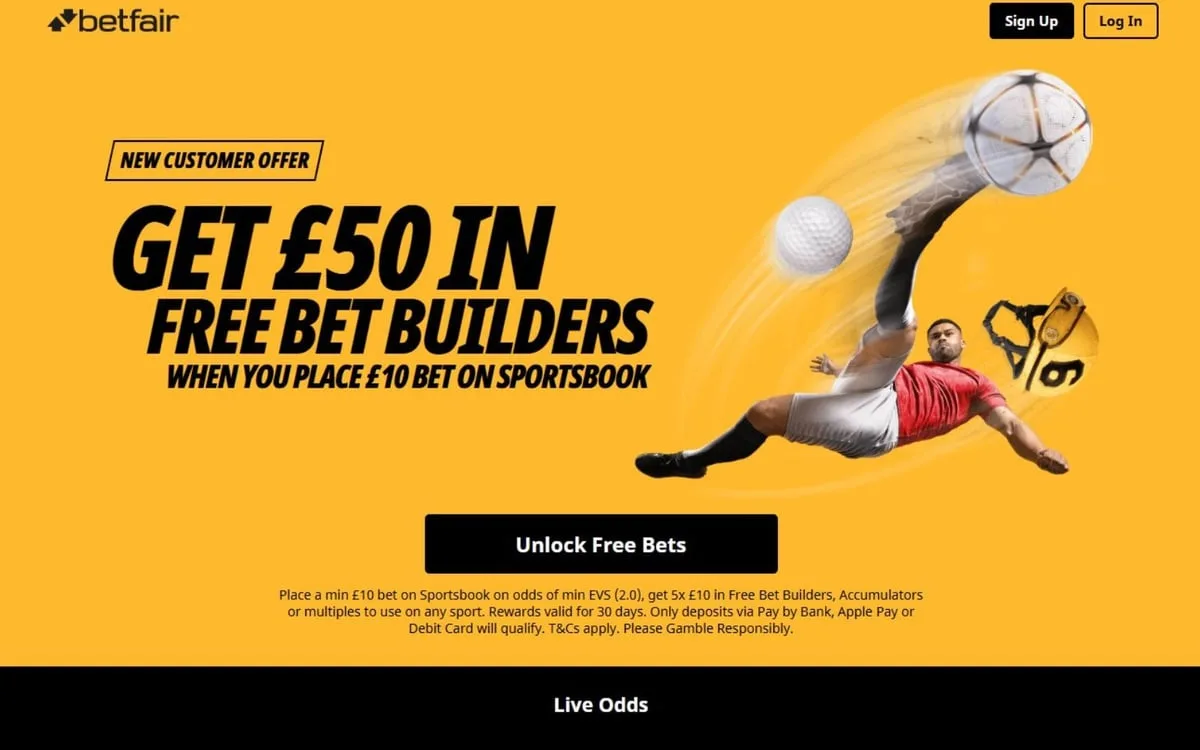 Betfair sign up offer: Bet £10, get £50 in bonus bets