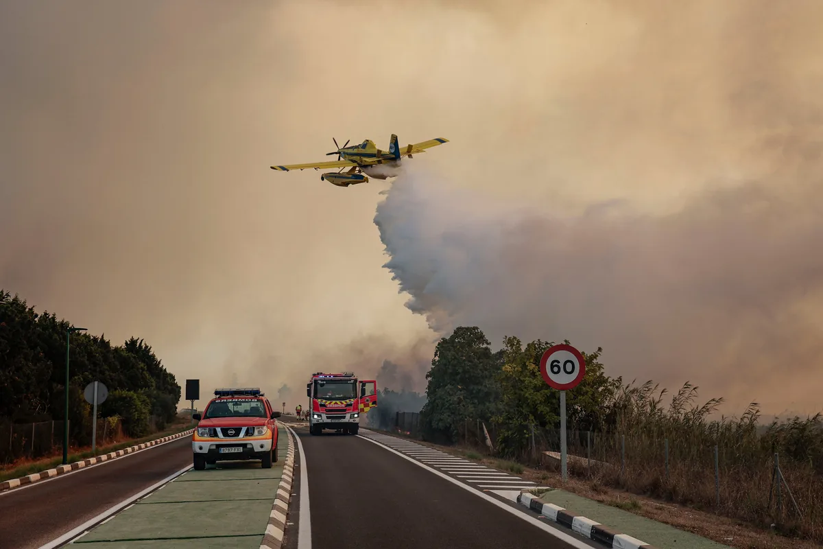 El incendio en El Saler (Valencia) continúa activo, aunque con el perímetro contenido: más de un centenar de evacuados han pasado la noche en un pabellón