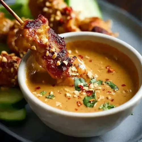 Easy chicken satay recipe with creamy peanut sauce