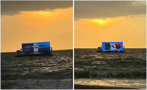 Captan anuncios flotantes en mar de Puerto Vallarta en Jalisco; empresa responsable se pronuncia en redes
