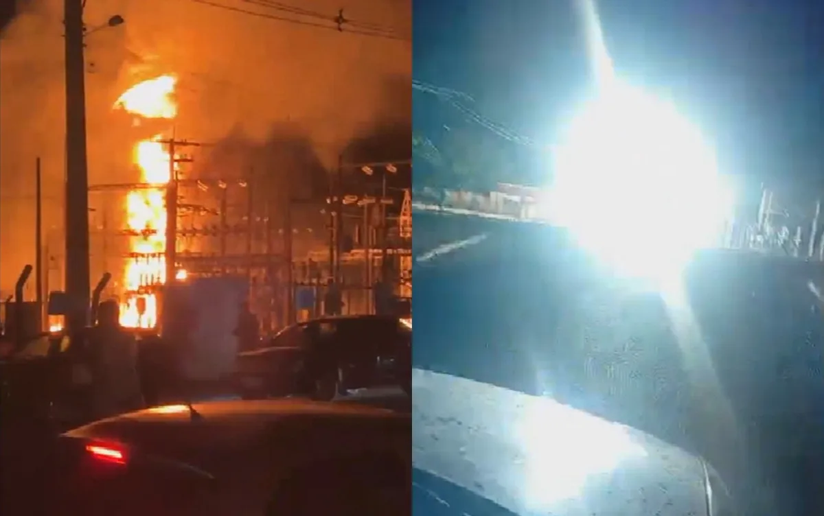 Clarões no céu, explosão e fogo: incêndio em subestação de energia assusta moradores em Goiás; vídeo