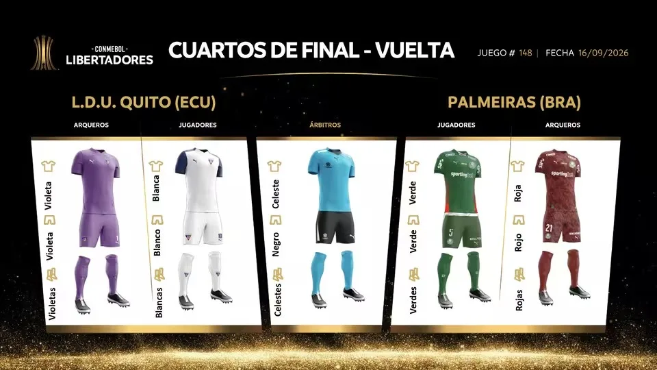 Veja uniformes de Palmeiras e LDU nas quartas de final da Libertadores