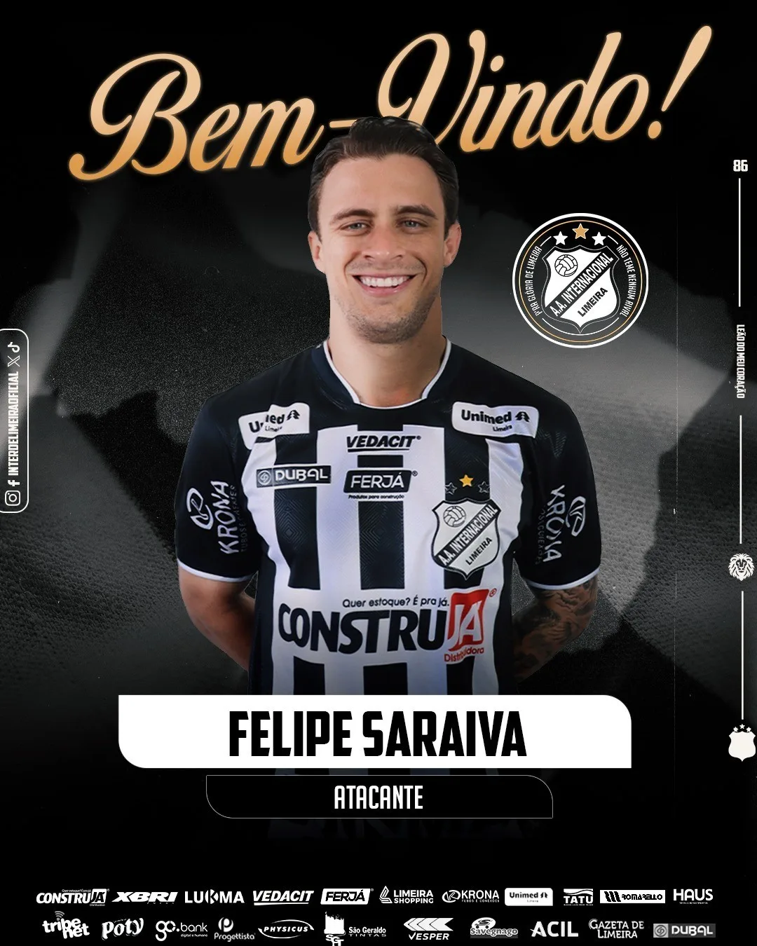Inter de Limeira oficializa Felipe Saraiva para fase decisiva da Série C: "Feliz em voltar"