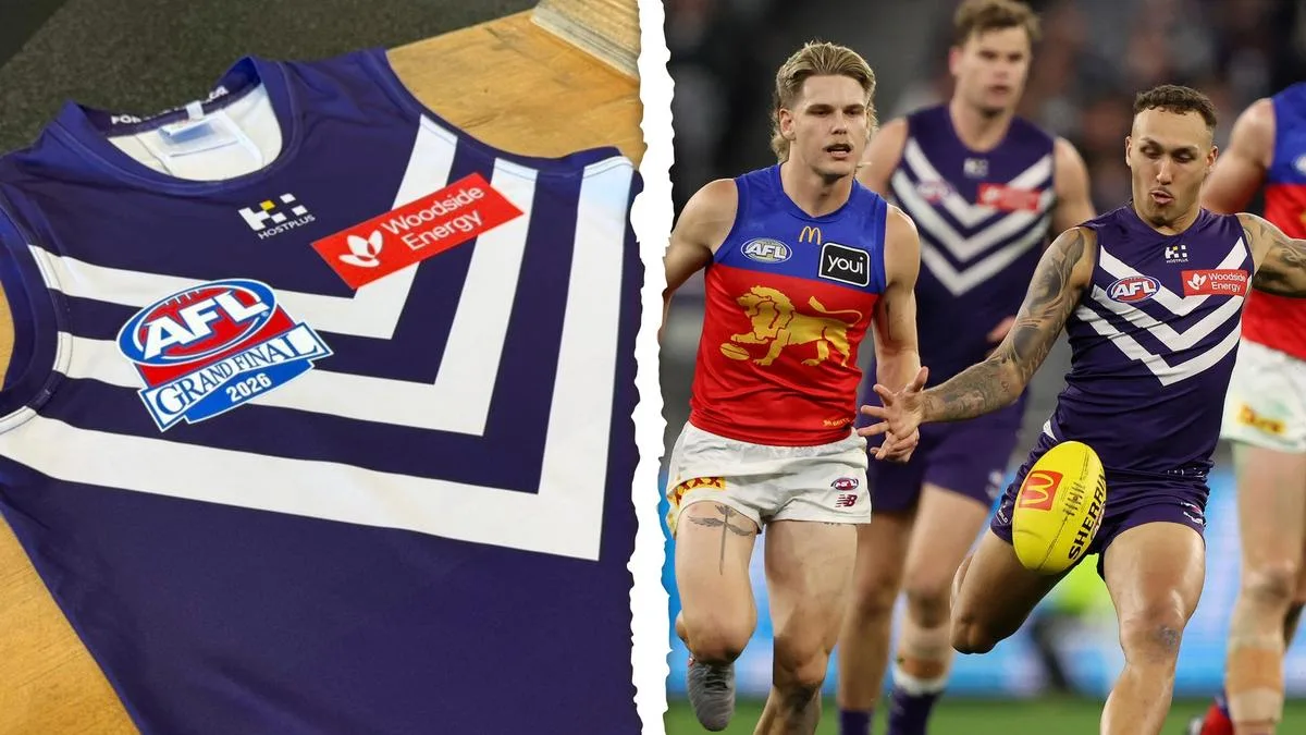 AFL grand final: Fremantle Dockers show off strip for decider as Brisbane lock in red jumper