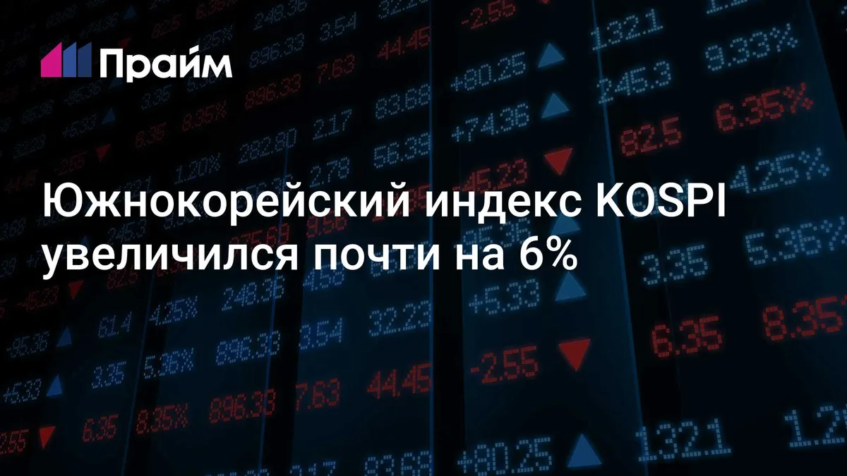 Южнокорейский индекс KOSPI увеличился почти на 6%