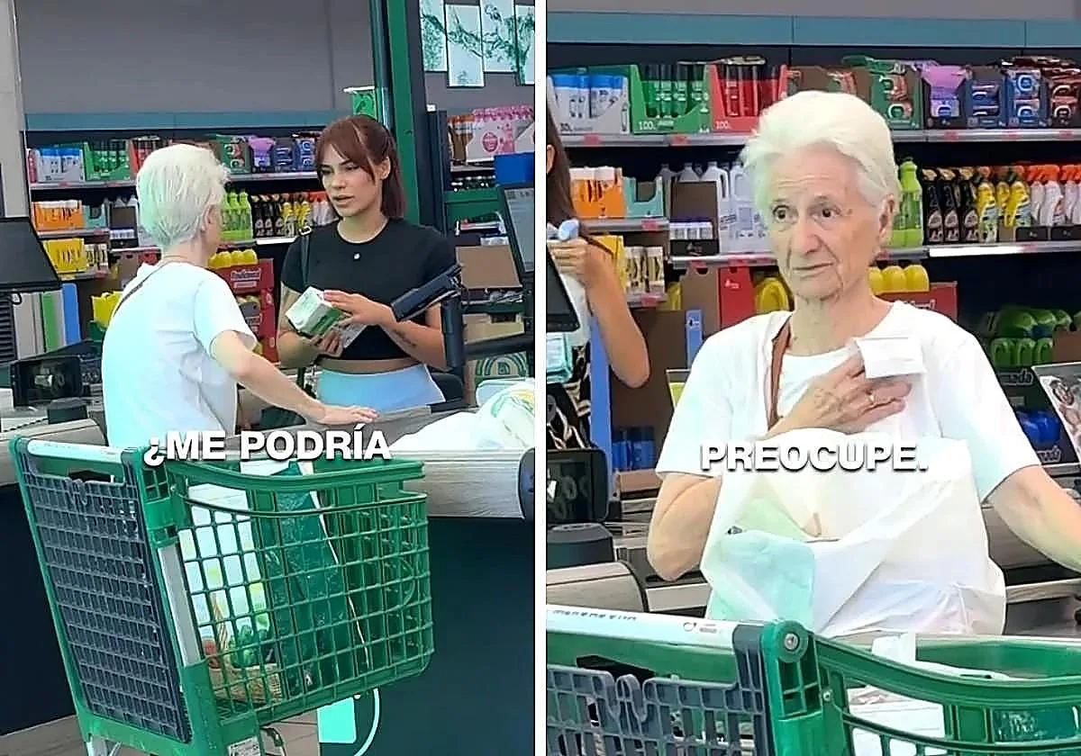 Pregunta a una anciana en la caja de Mercadona si puede pagarle un cartón de leche al no tener dinero y ella reacciona así: «No soy una persona que tenga mucho»