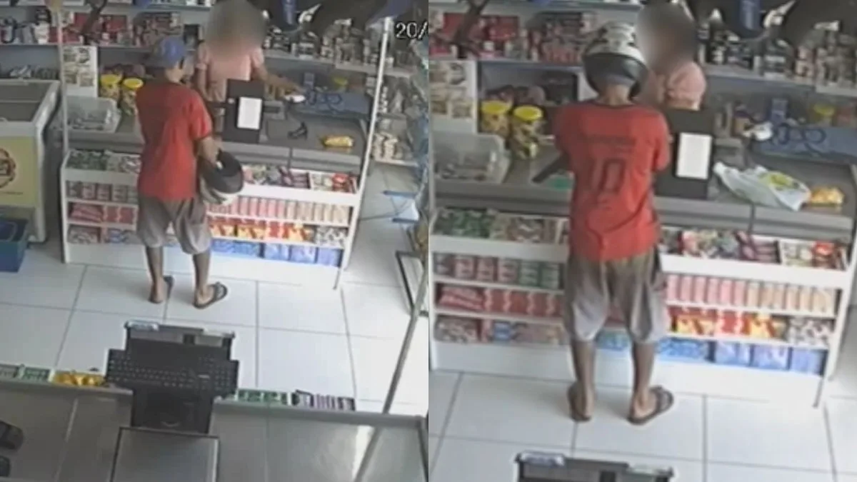 Homem se passa por cliente e assalta comércio no litoral do PI; vídeo mostra ação