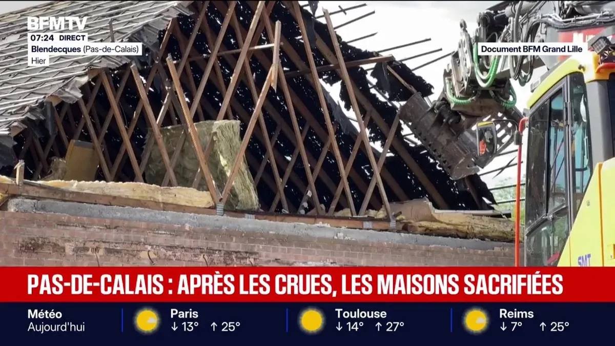 Pas-de-Calais: trois ans après les inondations, les premières démolitions de maisons commencent