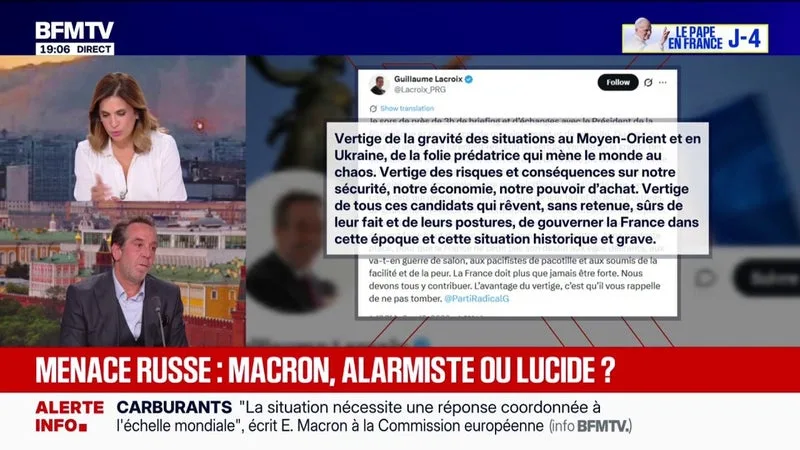 "Mon devoir c'est d'être un lanceur d'alerte": Guillaume Lacroix, président du parti radical de gauche, revient sur son tweet devenu viral après la réunion à l'Élysée sur la menace russe