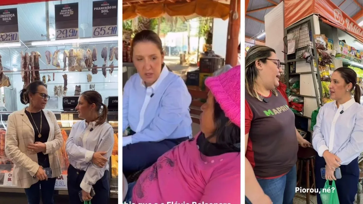 Daniella Marques, guru econômica de Flávio Bolsonaro, visita Campo Grande e conversa com consumidores no Mercadão: ‘Piorou né’