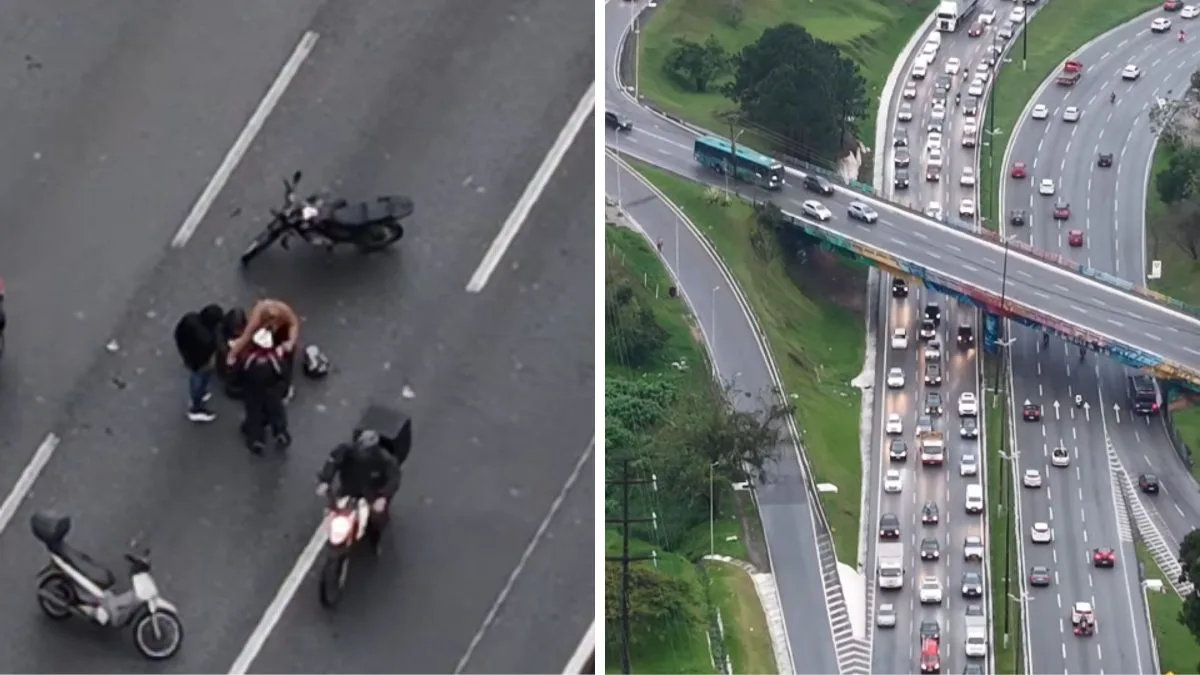 Via Expressa em Florianópolis fica interditada após acidente envolvendo duas motocicletas