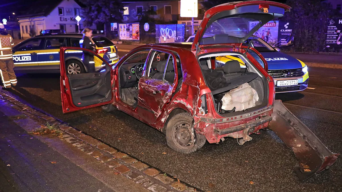 Fünf Verletzte in Dresden - Schüsse und schwerer Crash bei Verfolgungsjagd