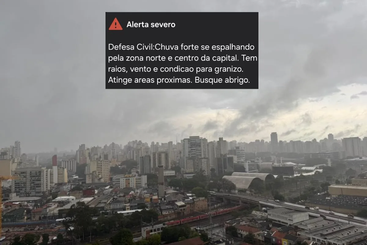 Defesa civil emite alerta severo por chuva forte na capital paulista