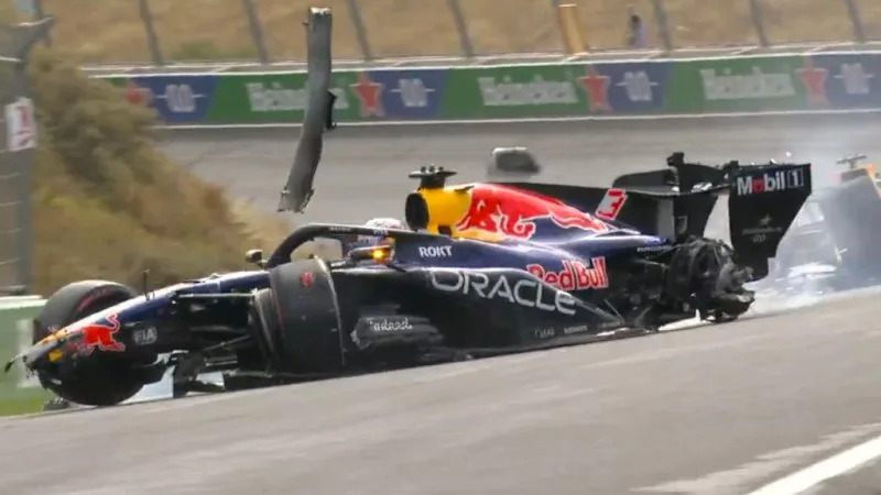 Verstappen in chaotic crash at home grand prix