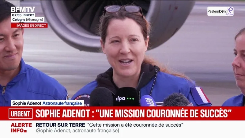Retour sur Terre de Sophie Adenot: "L'espace, c'est dur, mais l'espace nous unit", affirme l'astronaute française