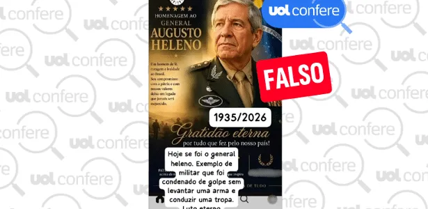 É falso que general Augusto Heleno morreu
